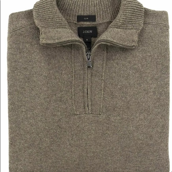 J. Crew Brown Merino Wool Alpaca Ribbed Knit Piped Half Zip Sweater - Picture 1 of 5